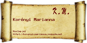 Korényi Marianna névjegykártya